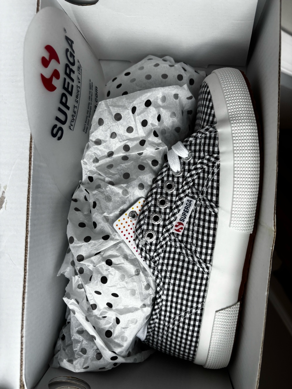 Superga Gingham Low-Top Sneaker in Black & White
